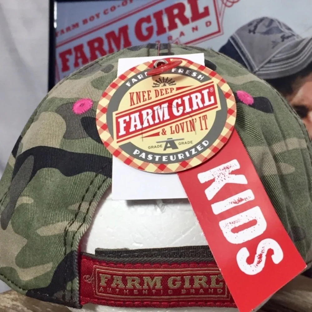Farm Girl Brand Infant/Toddler Horseshoe Heart Green Camo Pink Cap